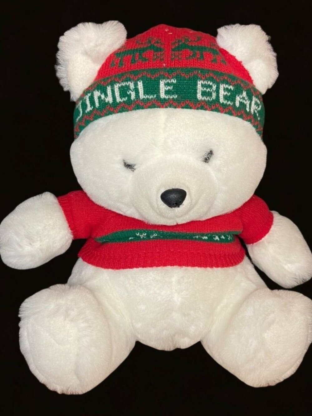VTG 16” EMPORIUM CAPWELL JINGLE BEAR STUFFED PLUSH 1980’S CHRISTMAS